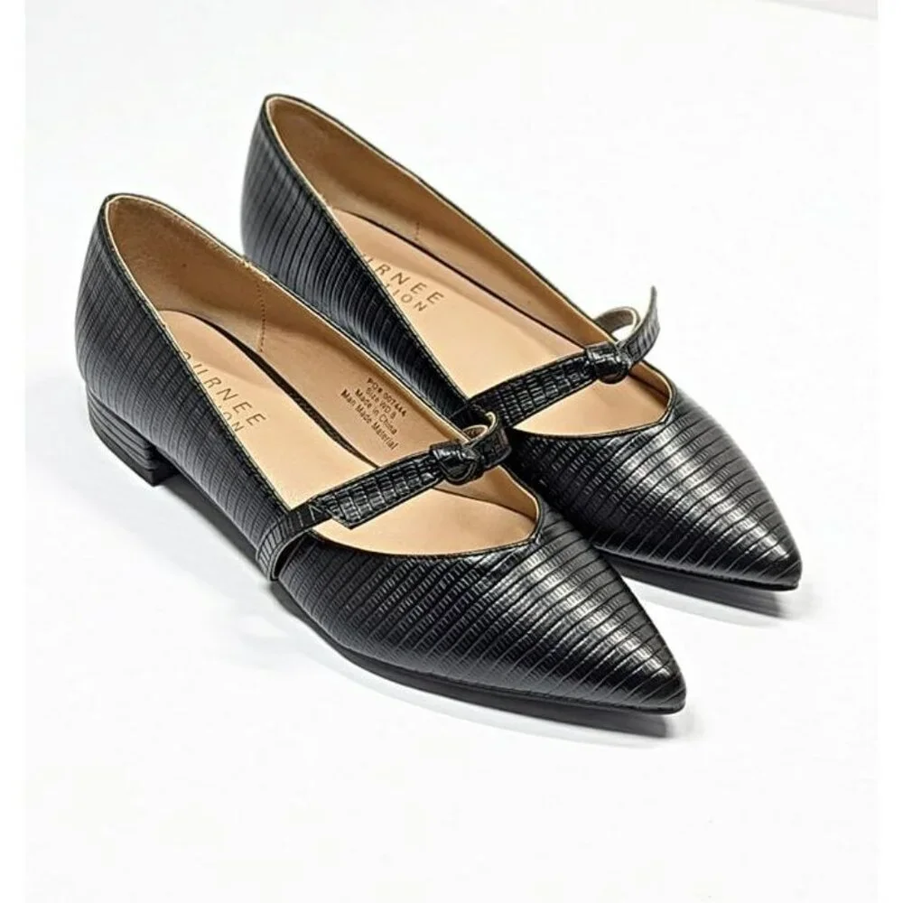 Journee Collection Black Textured Mary Jane Flats